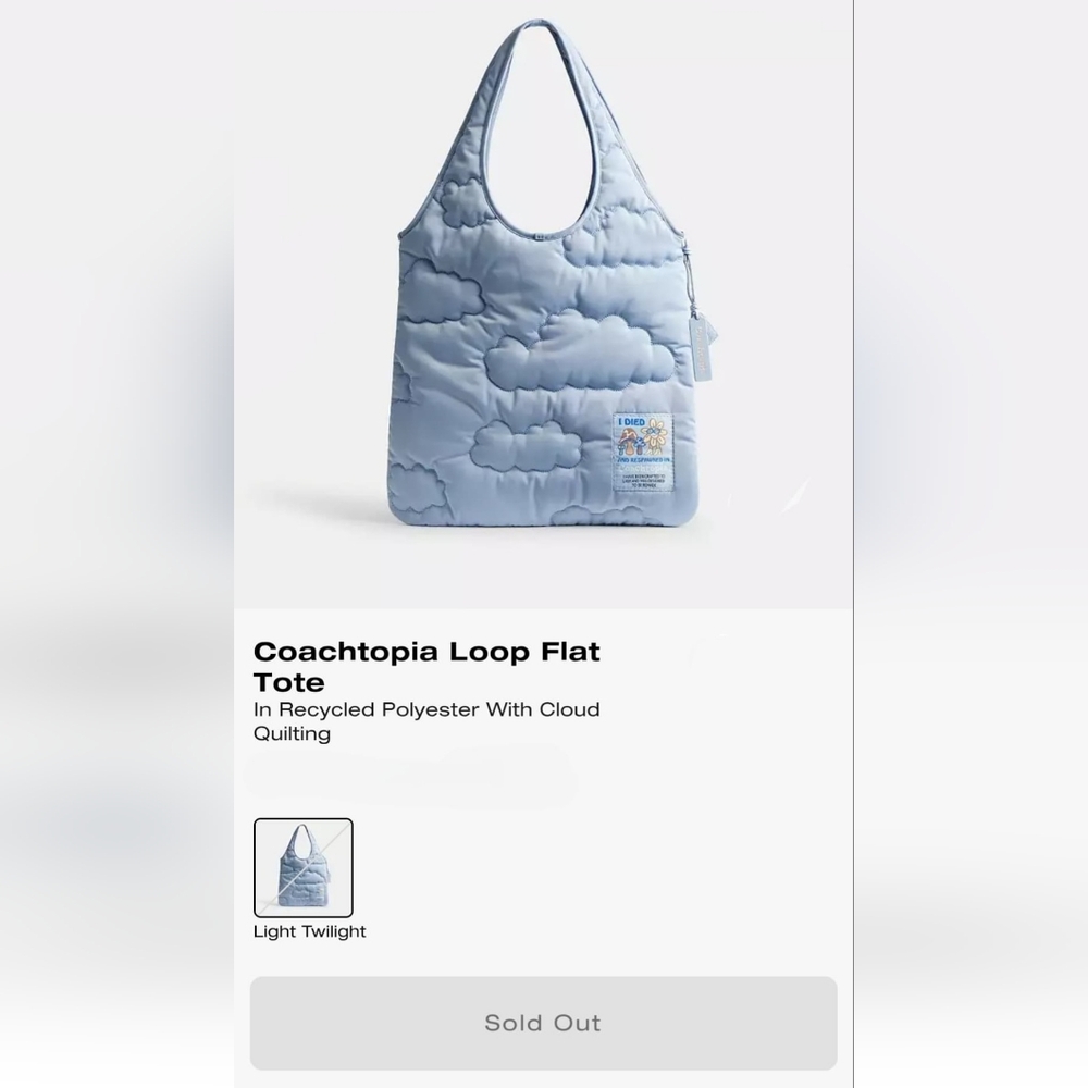 *NWT* COACHTOPIA Loop Flat Tote, Coach Quilted Cloud Tote Bag - Picture 14 of 16